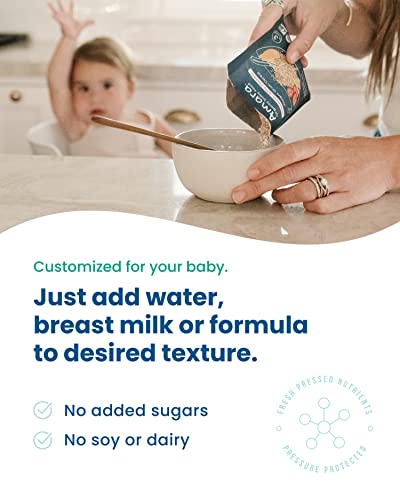 Image of Amara Organic Baby Food | Oats and Berries | Baby Cereal to Mix With Breastmilk, Water, or Baby Formula | Baby Food Pouches, Made from Organic Fruit and Veggies | Stage 2 | 10 Pouches