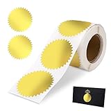 Gold Envelope Seals Stickers, 2' Round Labels Gold Foil Stickers Gold Metallic Seals for Package, Wedding Envelope, Graduation, Certificate Wafer Seals with Serrated Edge 250 Stickers Per Roll