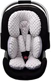 Pro Goleem Infant Car Seat Head Neck Body Support, Ultra-Soft Minky and Microfiber Newborn Car Seat Strap Pads, Perfect for CarSeat, Stroller, 2-in-1 Reversible, for Boys and Girls, Gray