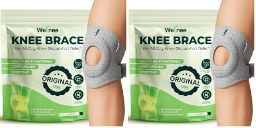 Image of Wellnee Knee Brace with Silicone Padding - Wellknee Compression Sleeve for Men & Women - Joint Support that Massages & Boosts Circulation During Walking, Running & Exercise (Pack of 2)
