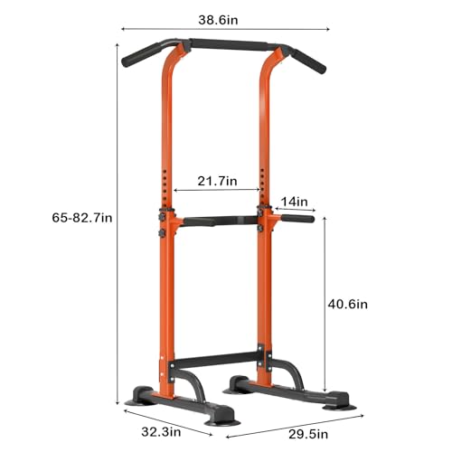 Image of SogesPower Power Tower Dip Station Pull Up Bar for Home Gym Adjustable Height Strength Training Workout Equipment,Pull Up Bar Station