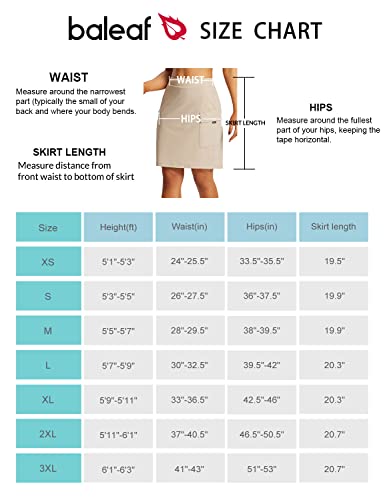 Baleaf Women's Skorts Skirts Hiking Cargo Skorts Pockets 19" Knee Length Long Athletic Quick Dry Skirts Upf 50 Khaki M #TOP6