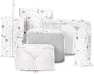 Dizdvizd 6 Piece Packing Cubes Set, Travel Luggage Packing Organizers - Flamingo