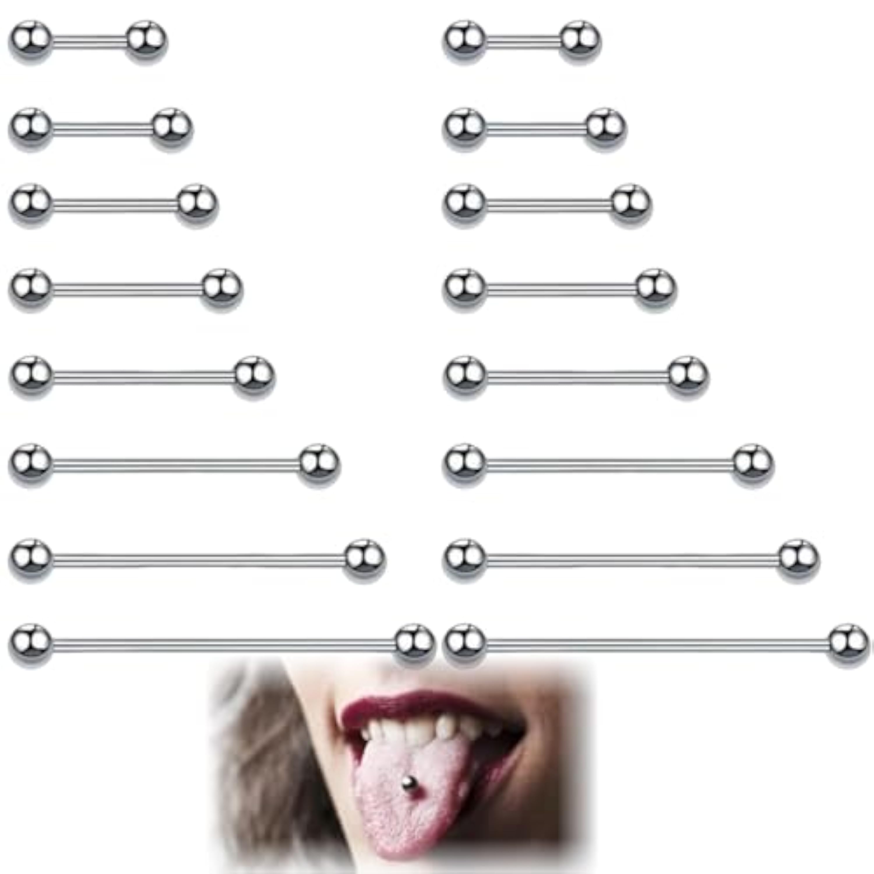 16 Piezas de Titanio anodizado Barras de Lengua de Acero quirúrgico pezón Anillo de perforación del Cuerpo,piercing ombligo,Piercing Labio Ceja Ombligo Anillo Piercing Curve Barbell Ombligo