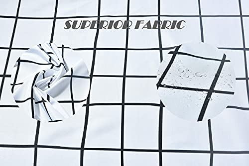 Young Da Checkered Shower Curtain, Black And White Gingham Plaid Pattern For Bathroom, Fabric Polyester, Waterproof Washable, 72X72Inch With 12Hooks #TOP2