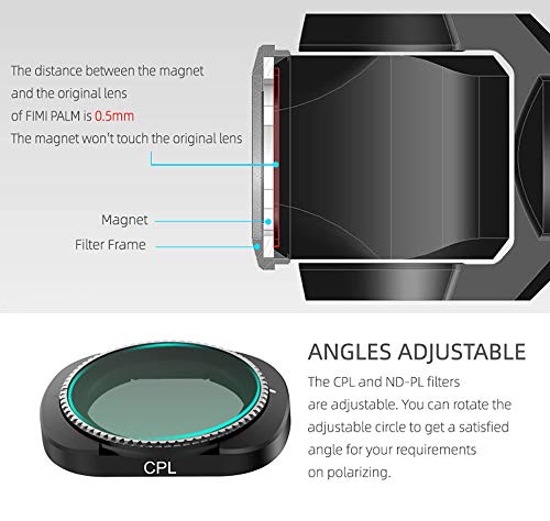 Camera Lens Filters, Compatible with XIAOMI FIMI Palm Pocket Gimbal, Pstarts Professional Aviation Aluminum Alloy Frame Optical Glass Lens (CPL)