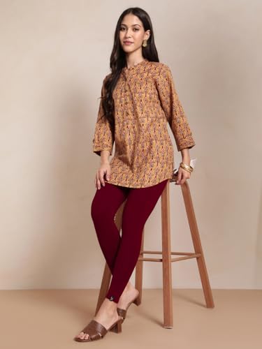 Image of TWIN BIRDS Women Viscose Ankle Leggings | Stretchable Kurti Wear Bottom