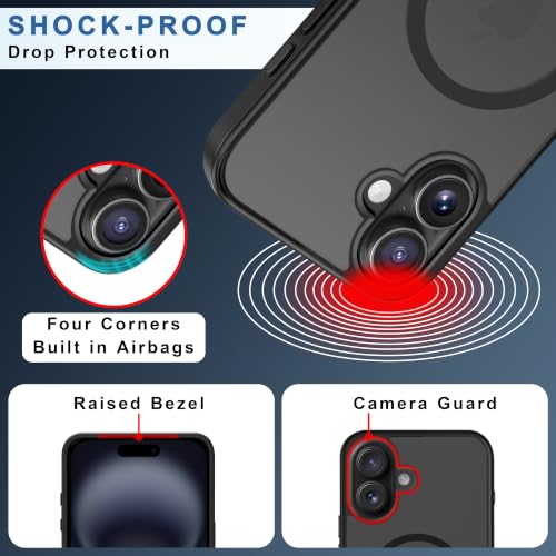 Image of CEDO Magnetic Cover for iPhone 17 | Compatible with MagSafe Wireless Charging | Matte Black Case Designed with Magnetic Lock Shockproof Edge Protection Backcover (Translucent Black)