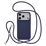 ZTOFERA for iPhone 17 Pro Case with Strap,Crossbody Phone Case with Adjustable Neck Shoulder Lanyard,Soft Silicone Shockproof Protective Phone Cover for iPhone 17 Pro 6.3 inch-Dark Blue