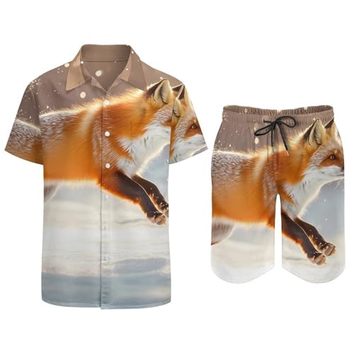 Conjunto de camisa y pantalones cortos de verano casual de 2 piezas Red Fox Jumping 5