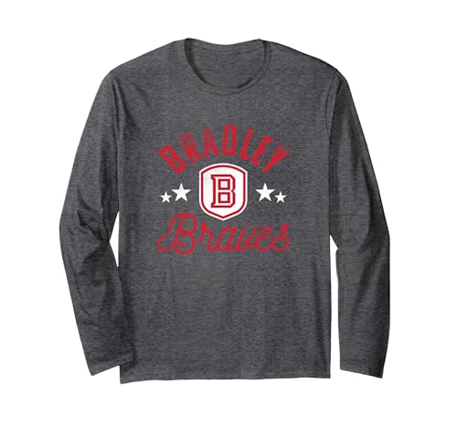 Bradley University Braves Logo Long Sleeve T-Shirt, Adult Unisex, Dark Heather Grey, Large