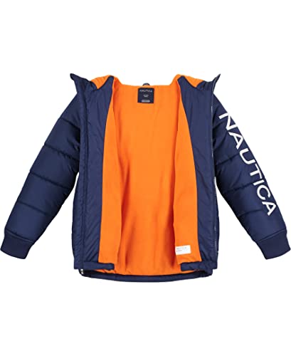 Image of Nautica Boys' Heavyweight Hooded Bubble Jacket With Polar Fleece Lining