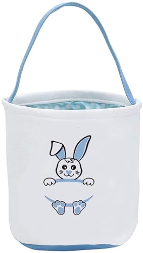 SALONFG Panier de Lapin de Pâques Sac à Oeufs de PâquesSac Cadeau Lapin DIY personnalité pour Bonbons de Pâques La Chasse Aux œufs Fête Cadeaux (Blue) Cover