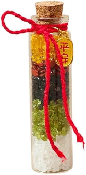 Lumisoul Natural Crystal Chip Stone Wishing Bottle Gemstone Feng Shui Wealth Ornament Energy Cleansing Stone DIY Decoration (Mixed/Random (6 PCS))