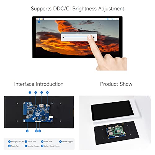 Image of waveshare 10.4inch QLED Quantum Dot Display, 1600x720 Resolution, Compatible with Raspberry Pi 5 /4B /3B /Zero /Zero W /Zero 2W /Pico /Pico W /Pico WH, Jetson Nano and PC