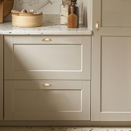 Image of Ravinte Champagne Bronze Drawer Pulls Cabinet Cup Pulls 3 Inch 20 Pack | Kitchen Hardware, Cup Pull Shape, Cabinet Handles, Drawer Handles, Smooth Drawer Grip,For Dressers, Cupboards