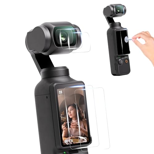 �Ή� dji osmo pocket 4/3 �ی�t�B���� �K���X�t�B���� 2�� + �J�����t�B����2�� �y4���Z�b�g�zPocket 4�t���i�����K���X�X�N���[���ی�t�B����OLED�f�B�X�v���C�A�S�ی�A�����i�ʁA9 H�d�x�A�h�C