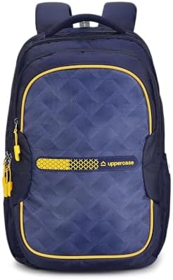 uppercase Pixel Laptop Backpack | 2025 Collection | 3 Compartments, Well-Padded, Rain Cover, Trolley Sleeve, Organisers, Side Bottle Pocket | For Boys & Girls | 500 Days Warranty | Blue