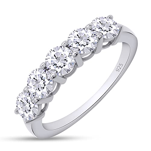 SAVEARTH DIAMONDS 5�X�g�[�� ���A�b�T�i�C�g�����O 1.2cttw D�J���[ �l�H�_�C�������h 18K�S�[���h���b�L 925�X�^�[�����O�V���o�[ �X�^�b�J�u�������O �����p, ����, ���A�T�i�C�g