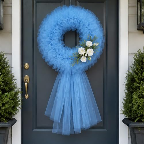 Image of Dusty Blue Tulle Fabric Ribbon 6 Inch by 25 Yards Rolls Fabric Spool Tulle for Gift Wrapping Wedding Decorations Craft Supplies DIY Tutu Skirt Baby Shower Birthday Party