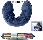 Travel Pillow Stuffable with Clothes, 7.3x31.5in Soft Plush Stuffable Travel Pillow Transformable Neck Pillow for 3-Day Travel Essentials, Only Travel Pillowcase, No Filler (Dark Blue)