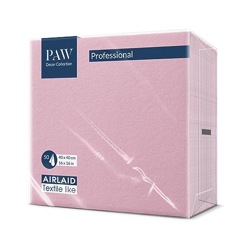 PAW - Guardanapos de papel Airlaid (40 x 40 cm) I guardanapos de tecido I uniforme, elegante I liso - o rosa I perfeito para ocasiões importantes I cor: Monocolor (rosa claro)