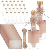 ORIGACH 30 Pcs 150ml Message Bottles with Aluminum Cap Bulk, Wishing Bottle with 50 Sheets Vintage Design Paper and Strings DIY Craft Jars for Birthday Wedding Party Favors
