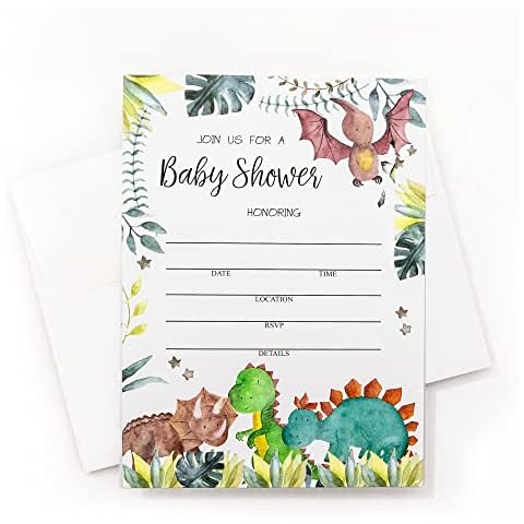 Safari Jungle Dinosaur Baby Shower Invitations Cover