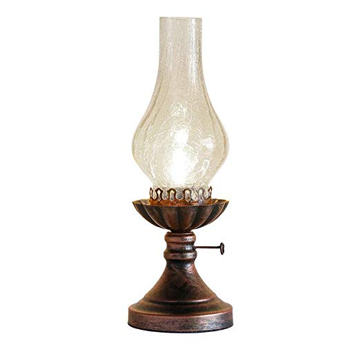 Retro Petroleumlampe Schlafzimmer Nachttischlampe Kreative Lampe Antike Lampe Vintage Klassische Studie dekorative Lampe Schlafzimmer transparentem Glas dekorative Tischleuchte Lampe E27,B Cover