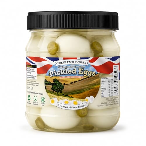 Pickled Eggs 1kg Hard Boiled Eggs in Vinegar Mild Chilli/Hot Chilli (Mild Chilli)