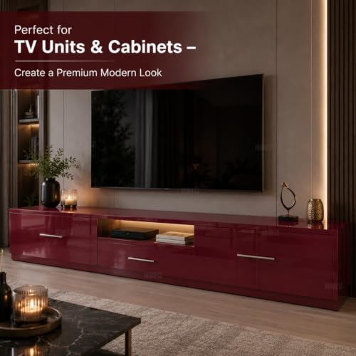 Image of HOME13 Glossy Wallpaper Peel and Stick Maroon Contact Paper Self Adhesive Wall Paper Decorative Removable Waterproof Vinyl Wall Sticker for Kitchen Cabinets Shelves Drawers(20x80 Inch)