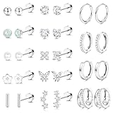 ZXLIHS Pendientes hipoalergénicos con Parte Trasera Plana – Juego de Pendientes de ílago chapados en Oro de 14 Quilates, Pendientes de Acero Inoxidable quirúrgico de 0.71 oz para Mujer, aro pequeño