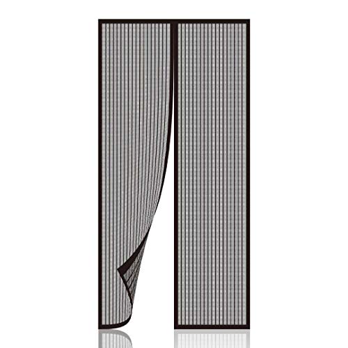 Newkiton Magnetic Screen Door, Heavy Duty, Full Frame Velcro & Tough Mesh, Screen Size 38 inch x 82 inch, Fits Doors Up to 36 inch x 81 inch (Black)