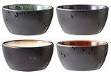 Steingut BITZ Schalenset, Kleine Schalen/Schüsseln aus Steingut, Durchm. 10 cm, Höhe 5 cm, 4er-Set, Schwarz/Mehrfarbig