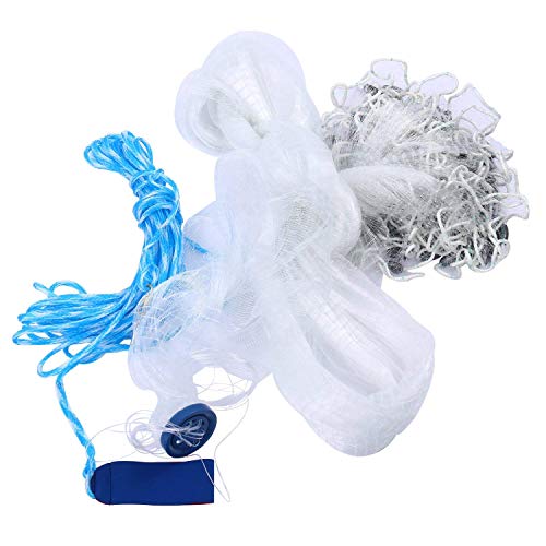Yaemarine Saltwater Fishing Cast Net With Heavy Duty Real Lead Weights For Bait Trap Fish 3/8Inch Mesh Size 4Ft/6Ft/8Ft/10Ft/12Ft (8) #TOP6