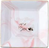 Fullrain Marble Ceramic Jewelry Ring Tray Trinket Dish Necklace Holder - Best Bonus Mom Ever- Presen