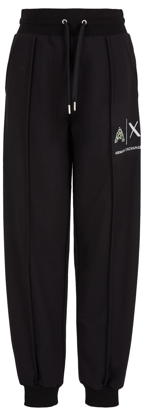 Armani Exchange Women's Route 66, Shiny Logo Sweatpants, Black, XL