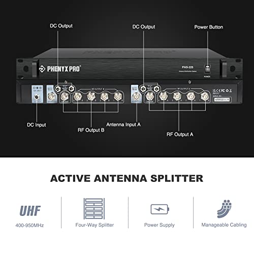 Phenyx Pro Pas-225X Uhf Wireless Antenna Distribution System Bundle, Active Directional Antennas, 8 Outputs + 2 Cascade Ports, 160Ft Long Coverage, For Stages And Live Shows #TOP1