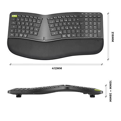 Kabellose ergonomische Tastatur mit Handballenauflage und USB-Empfänger