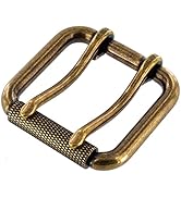 B7357 1 1/2" Antique Brass, Double Prong Roller Buckle, w/Textured Roller, Solid Brass-LL