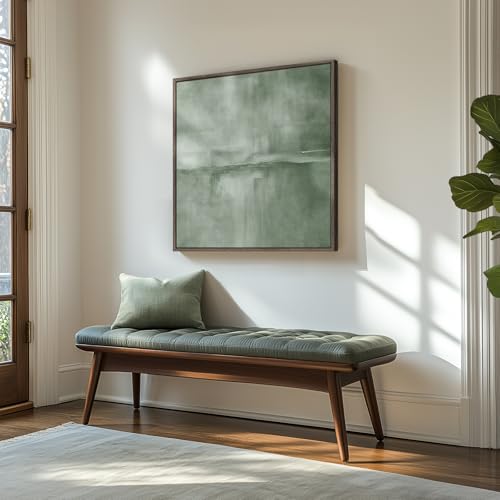 Framed Sage Green Abstract Wall Art, Modern Canvas Prints Artwork for Walls, Square Minimalist All Green Abstract Pictures for Living Room, Hallway, Fireplace, Bedroom, Home Office Wall Decor 30x30 In - Image 3