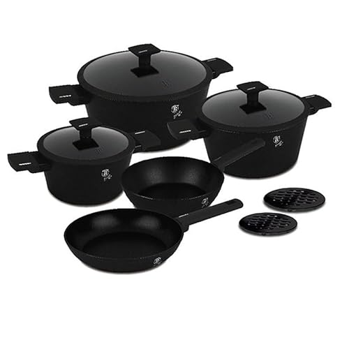 Berlinger Haus BERLINGERHAUS BH-8197 - Batería de cocina (10 piezas, superficie de titanio), color negro mate