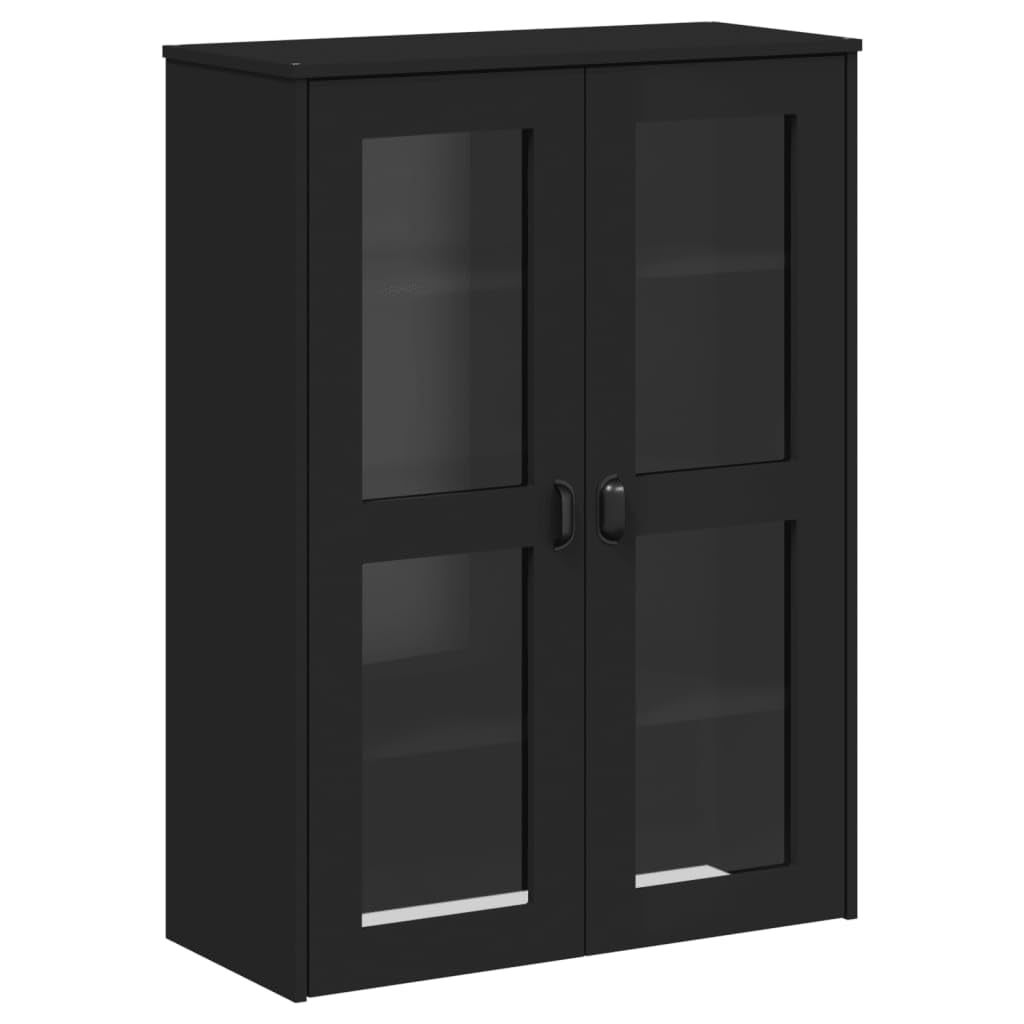 Viken - Tabla elevadora (80 x 40 x 190 cm, madera maciza de pino), color negro | Mucho espacio de almacenamiento, puertas de vidrio templado, asas prácticas, resistentes y duraderas