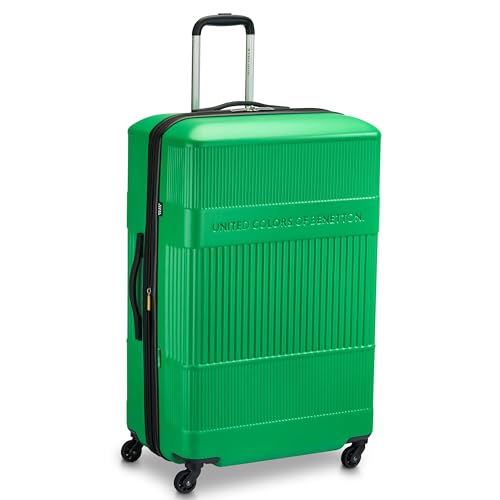 United Colors of Benetton Ribbed Hardside Expandable Luggage with Spinner Wheels, Green, Checked-Large 29 Inch2