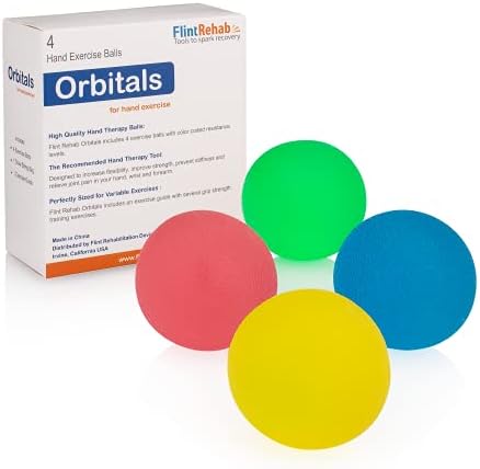 Flint Rehab Orbitals - Hand Exercise Balls - Workout Set of 4 for Carpal Tunnel Pain Relief Therapy - Arthritis - Physical Therapy - Hand Strengthener - Stress Relief - Hand Grip Strengthening