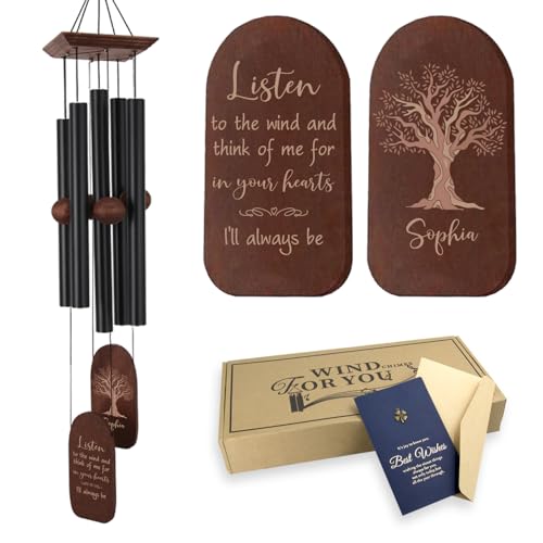 Image of ASTARIN Personalized Wind Chimes for Loss of Loved One, Custom Memorial Sympathy Windchime, Sympathy Gifts for Loss of Loved Dad Mom Son, Customized Deep Tone Wind Chime Condolences Funeral