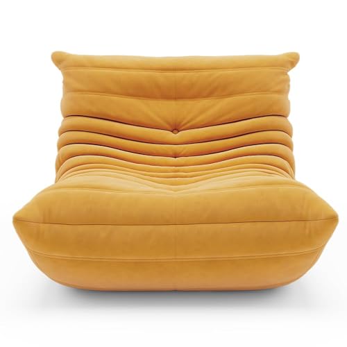 High-End Yellow Suede Fireside Togo Bean Bag Chair