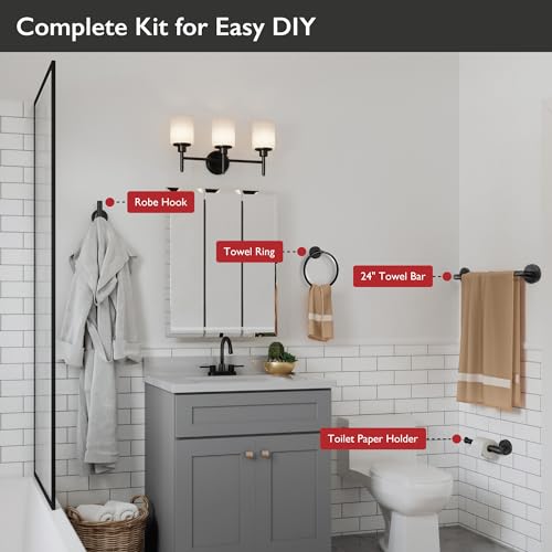 Design House 189514 House Graz Park 4-Piece Bathroom Accessories Set Bar, Towel Ring thumb #3