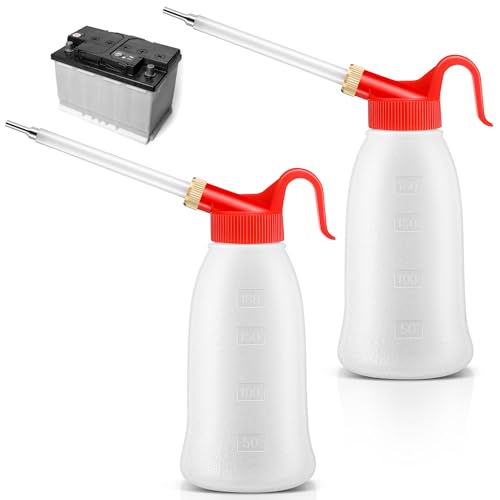 Avenuebool 2Pcs Battery Filler with Spout 6 Ounces Manual Battery Fluid Filler Leak Proof Acid Resistant Easy and Safe Way to Fill and Top Up Liquid