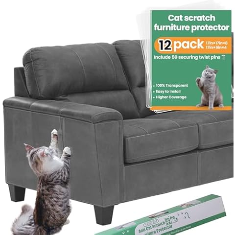 ZERNBER Cat Couch Protector（Thickened） 12Pack Anti Cat Scratch Furniture Protector,Vinyl Couch Protector for Cats,Fabric Sofa Couch Cat Scratch Protector,Cat Scratch Deterrent Tape Cover